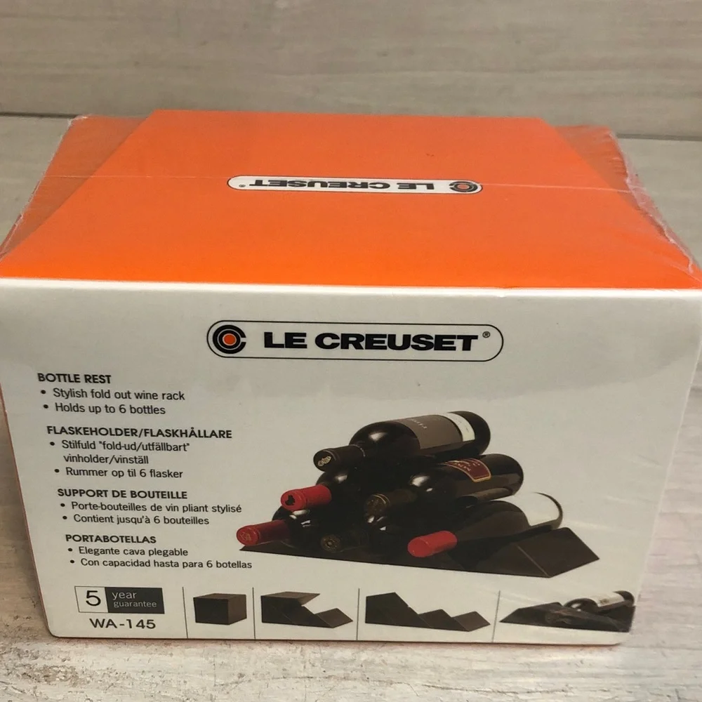 Le Creuset Wine Bottle Rest Orange Fold Out Wine Rack NEW NIB